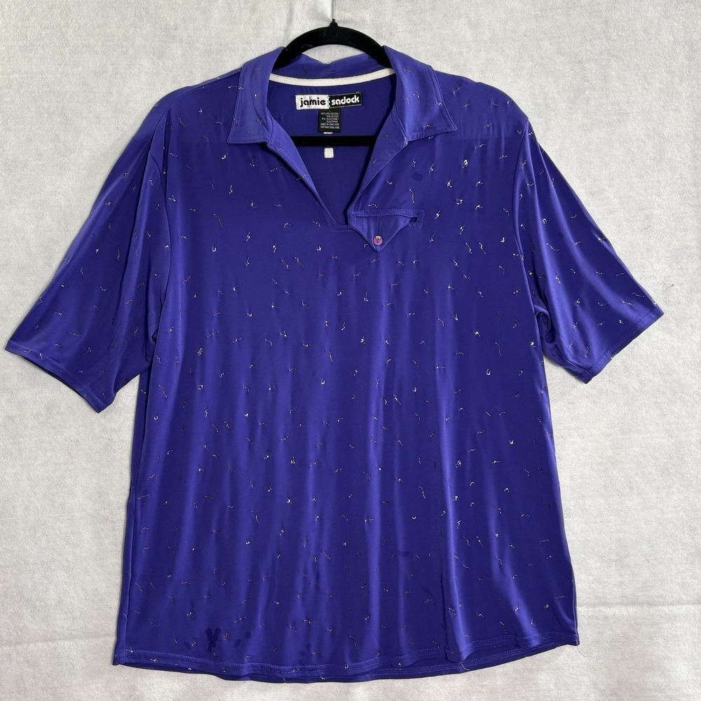 JAMIE SADOCK Women Polo Short Sleeve Pullover Golf Shirt Sz L Purple Sports 70-4